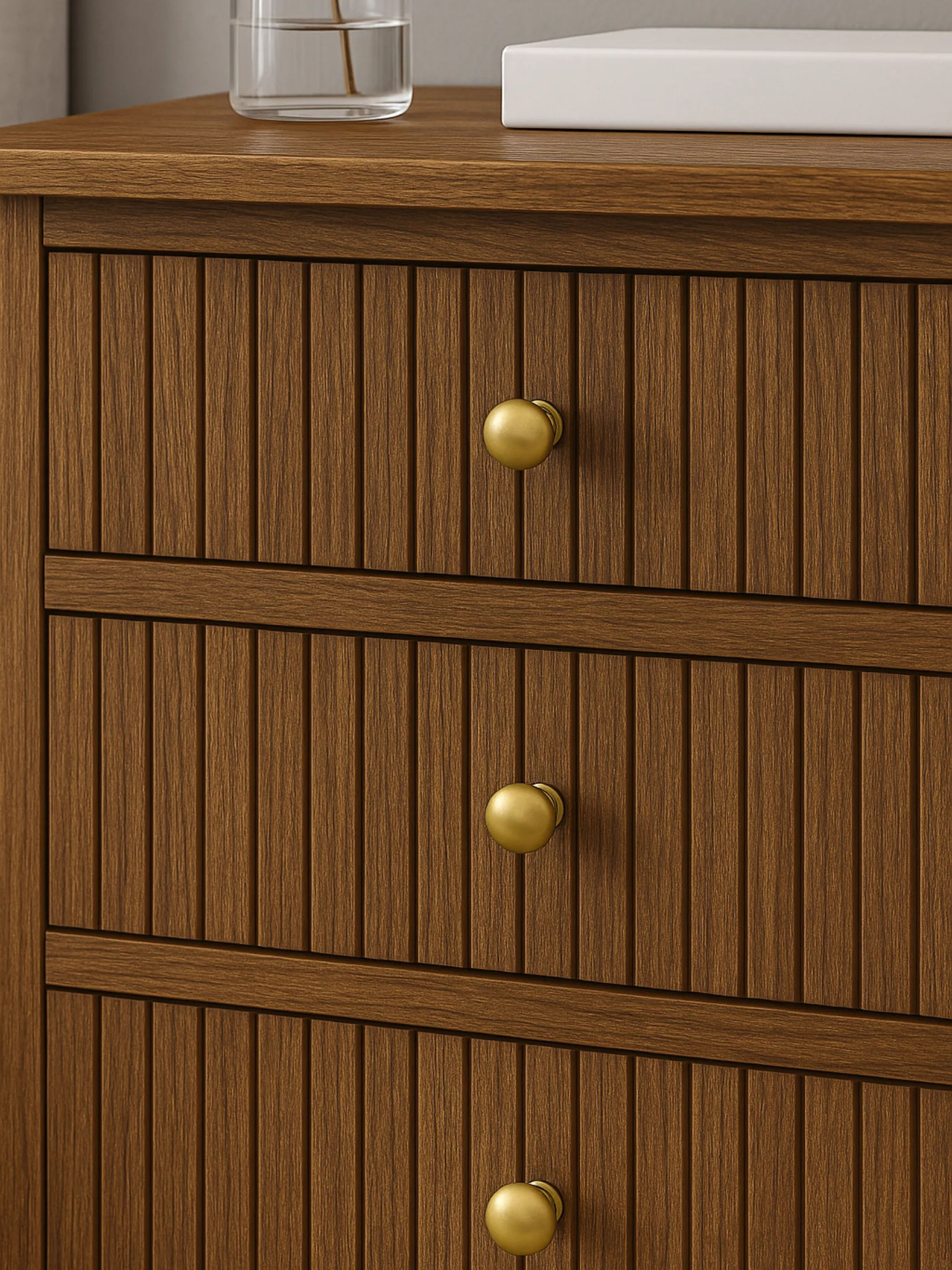 Alya Walnut 3 Drawer Bedside Table - Image 2