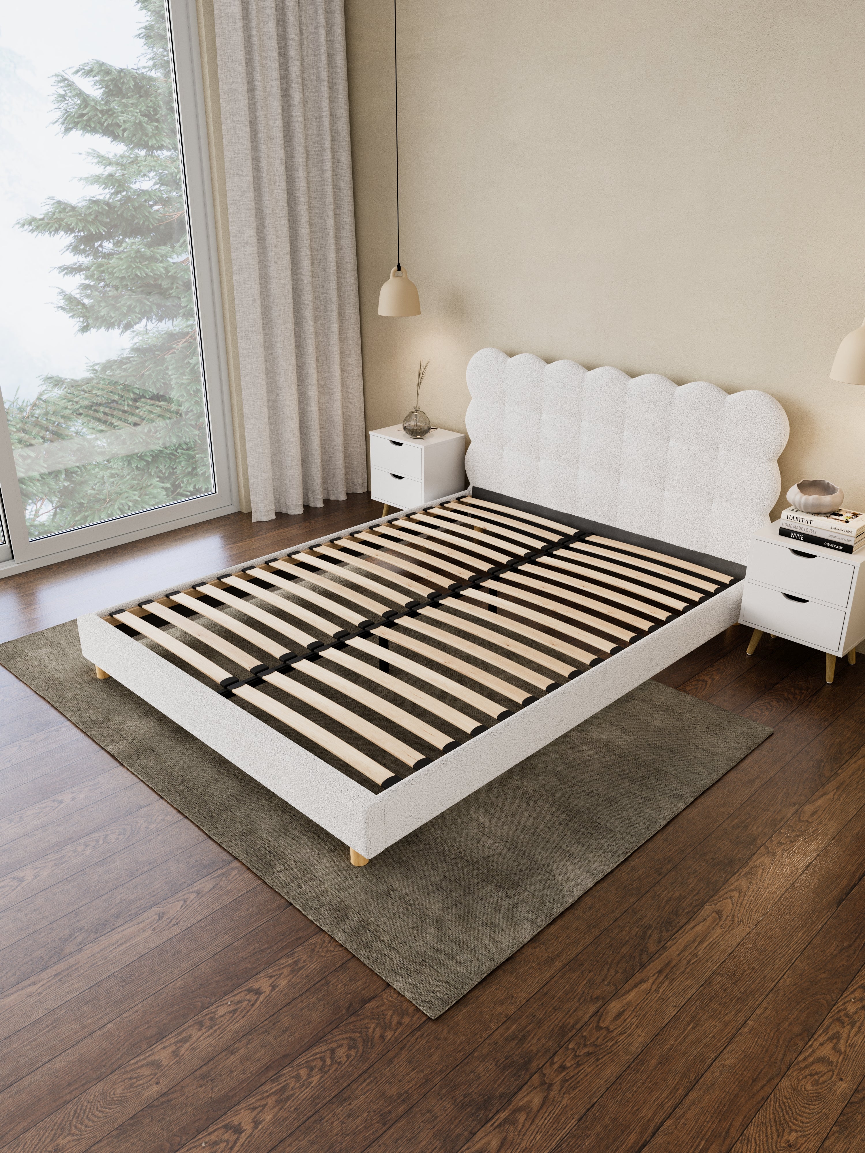 Alysha White Boucle Bed Frame - Image 2