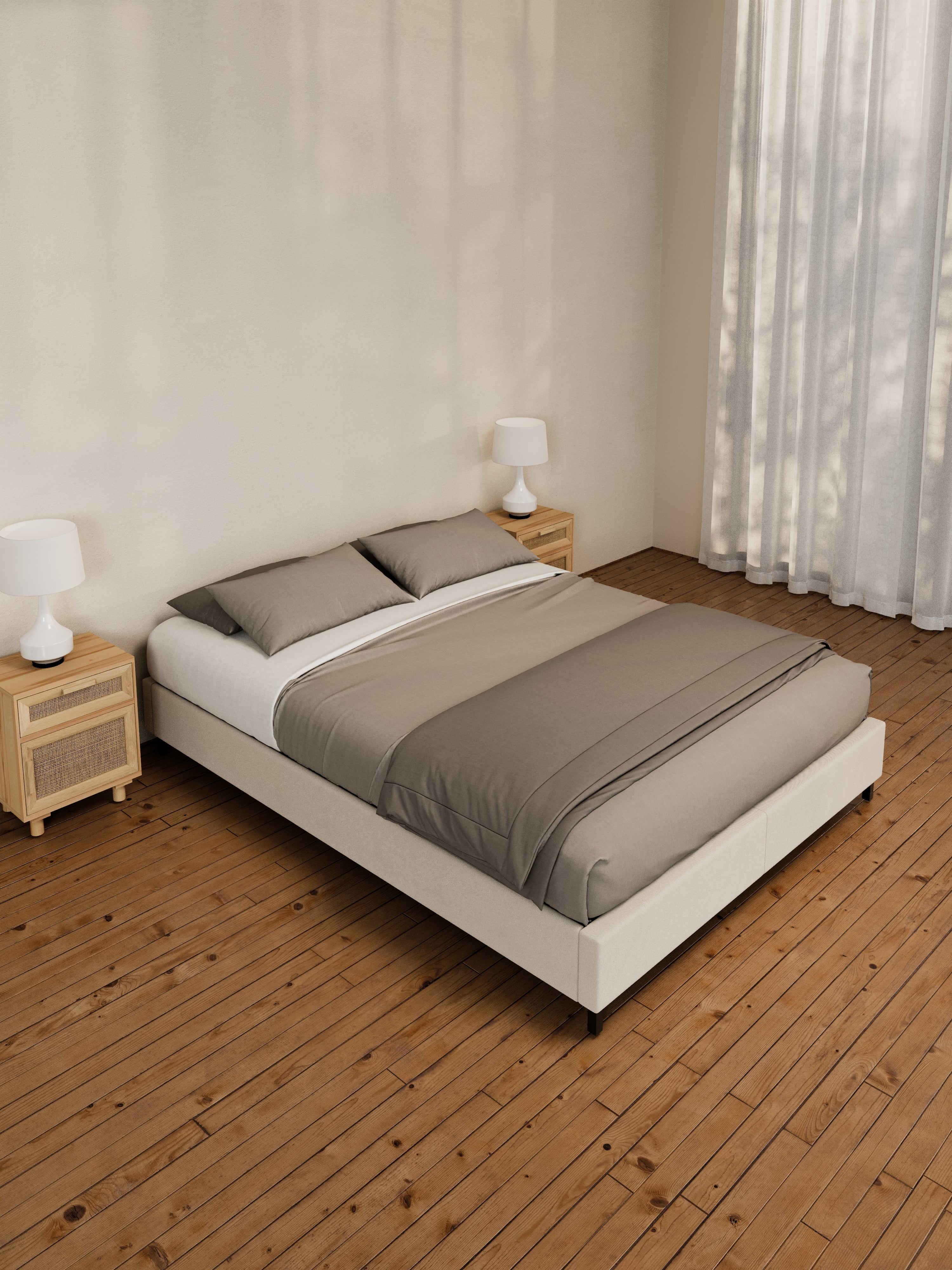 Amara Natural Beige Fabric Bed Base - Image 2