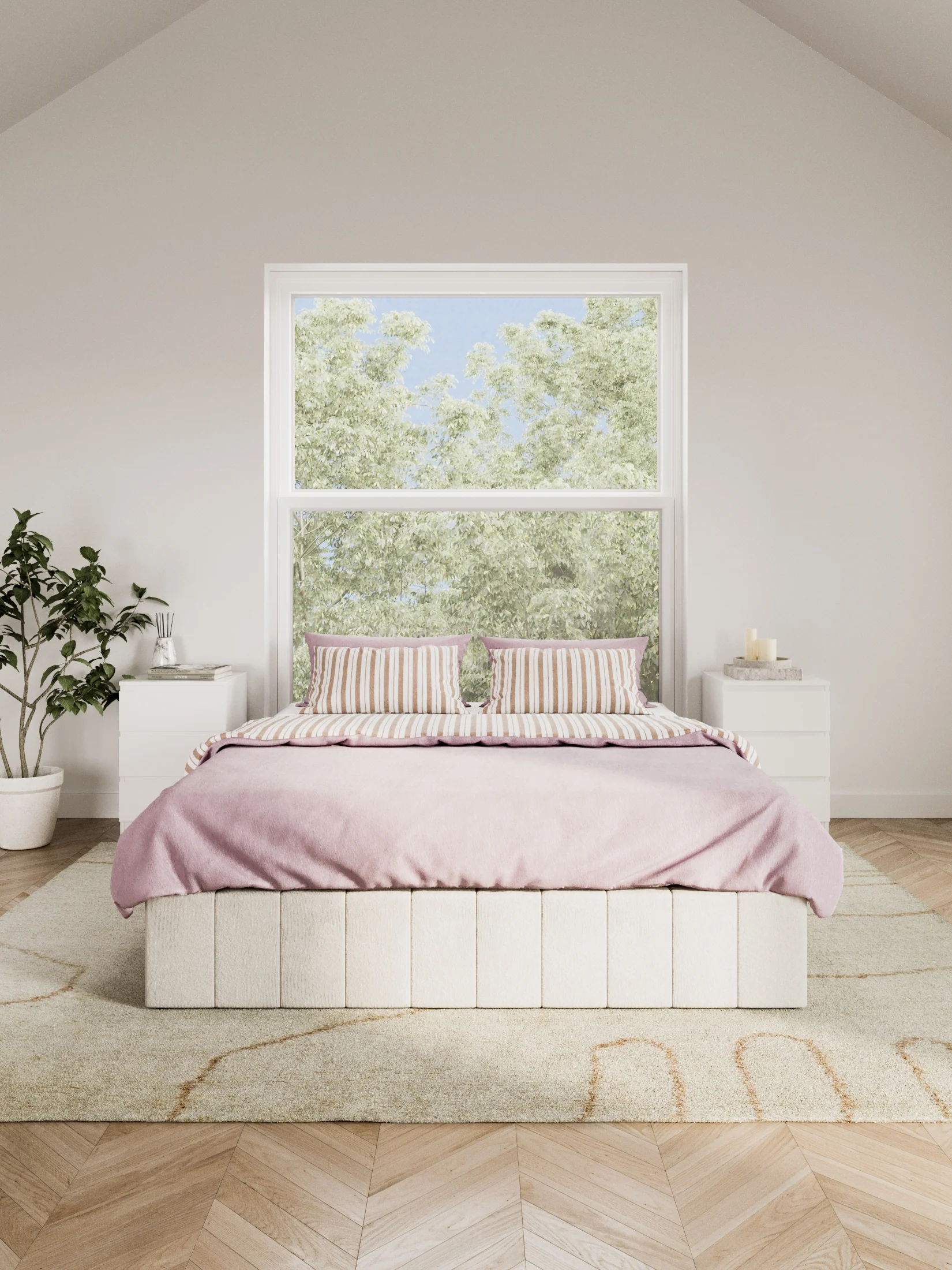 Amelia Cream Velvet Gas Lift Bed Base
