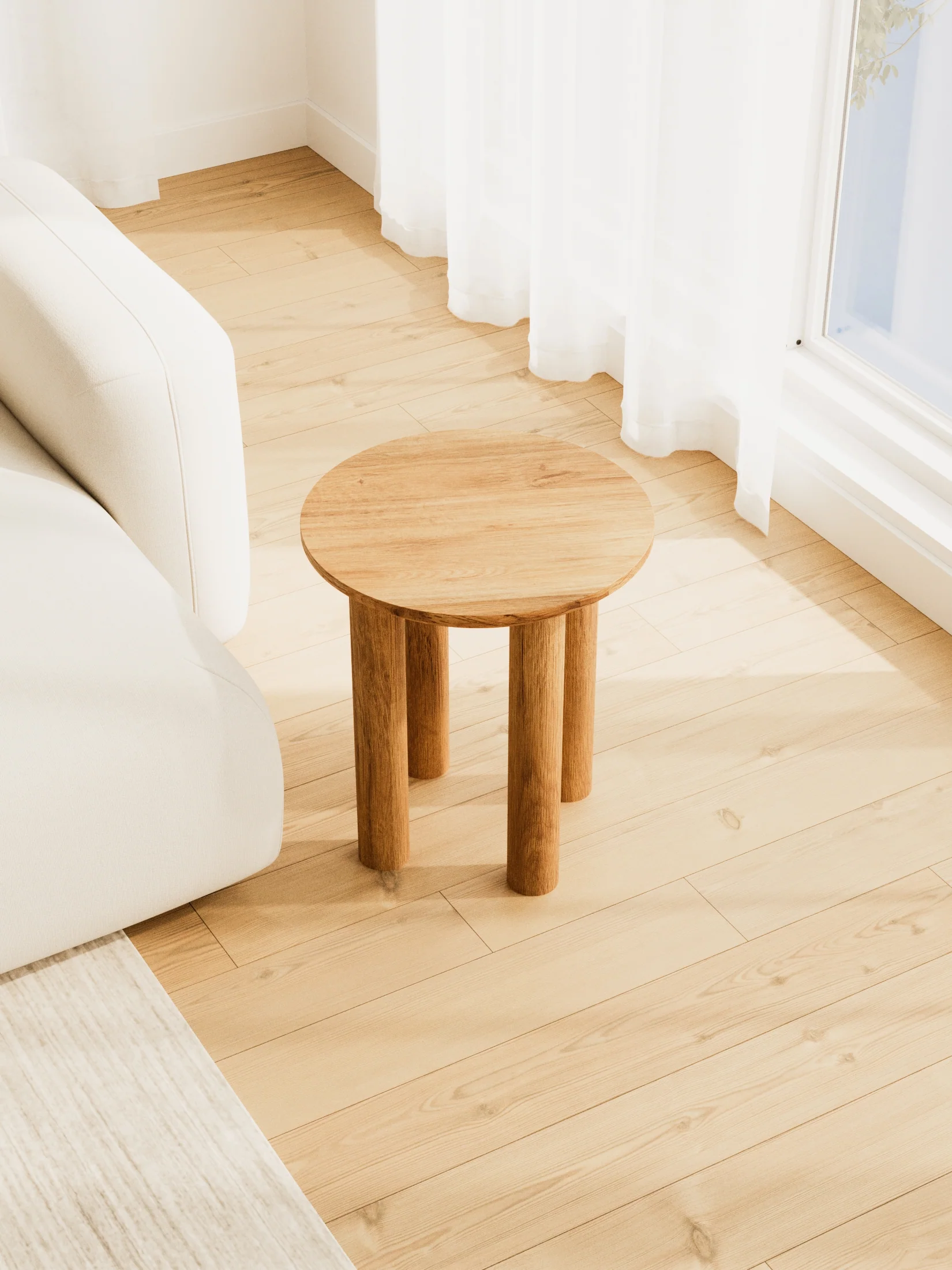 Asher Natural Round Wooden Side Table - Image 2