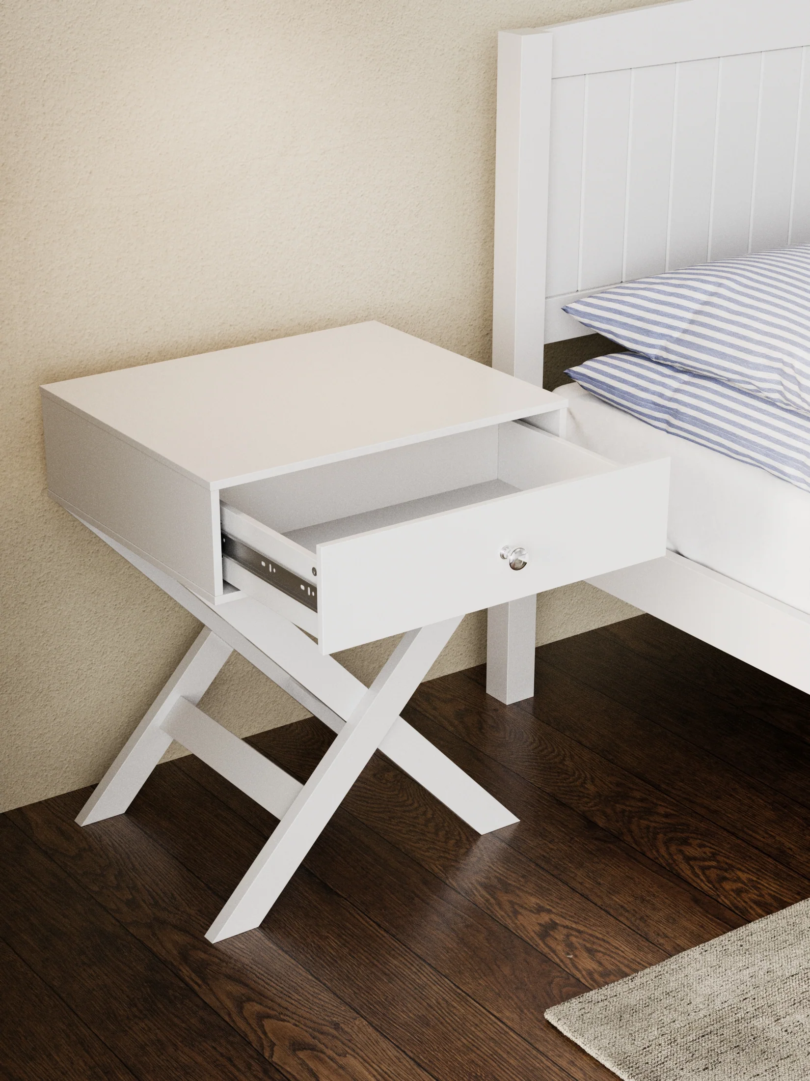 Bailey White Bedside Table - Image 2