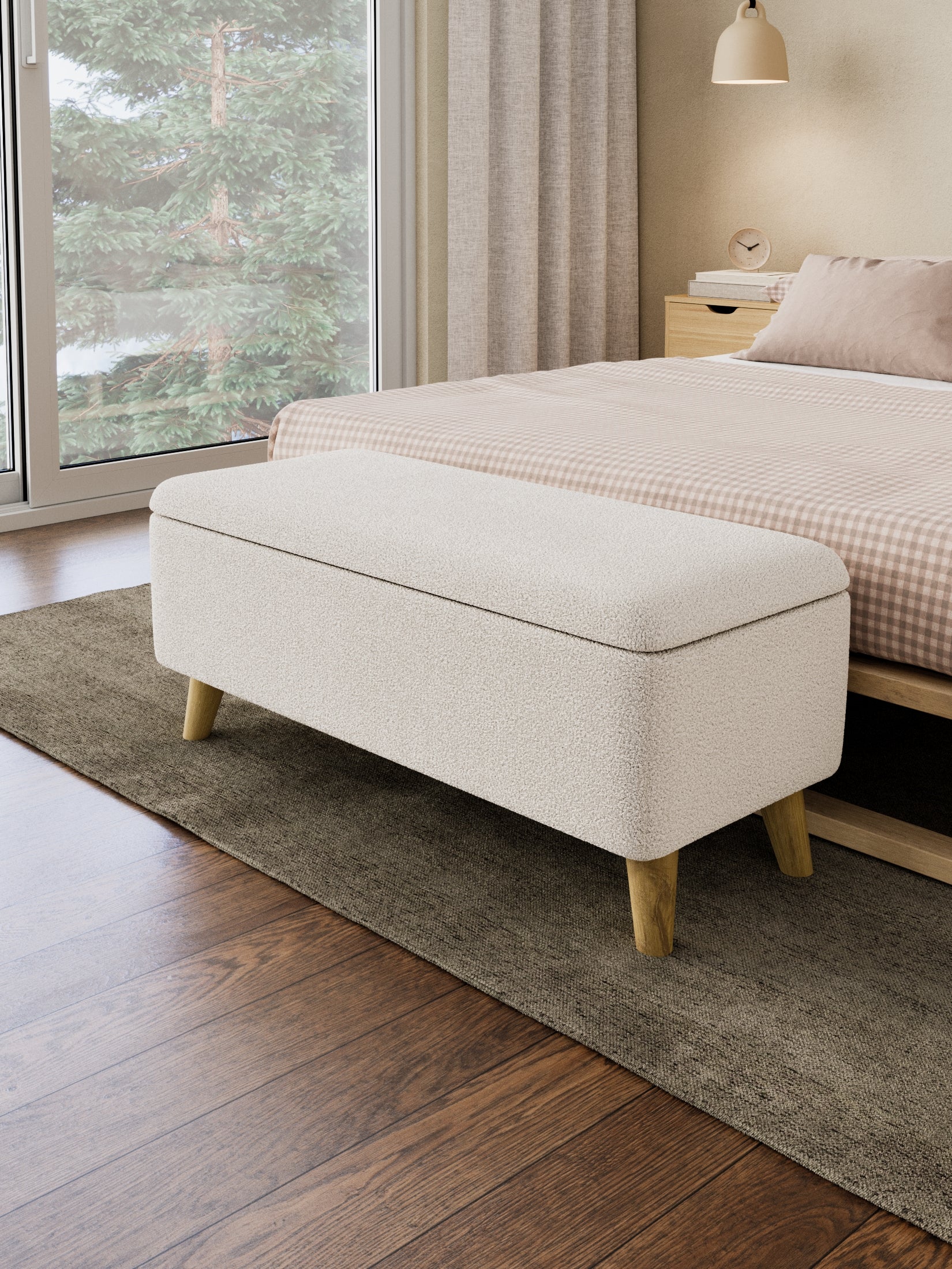 Brielle Boucle Cushioned Storage Ottoman