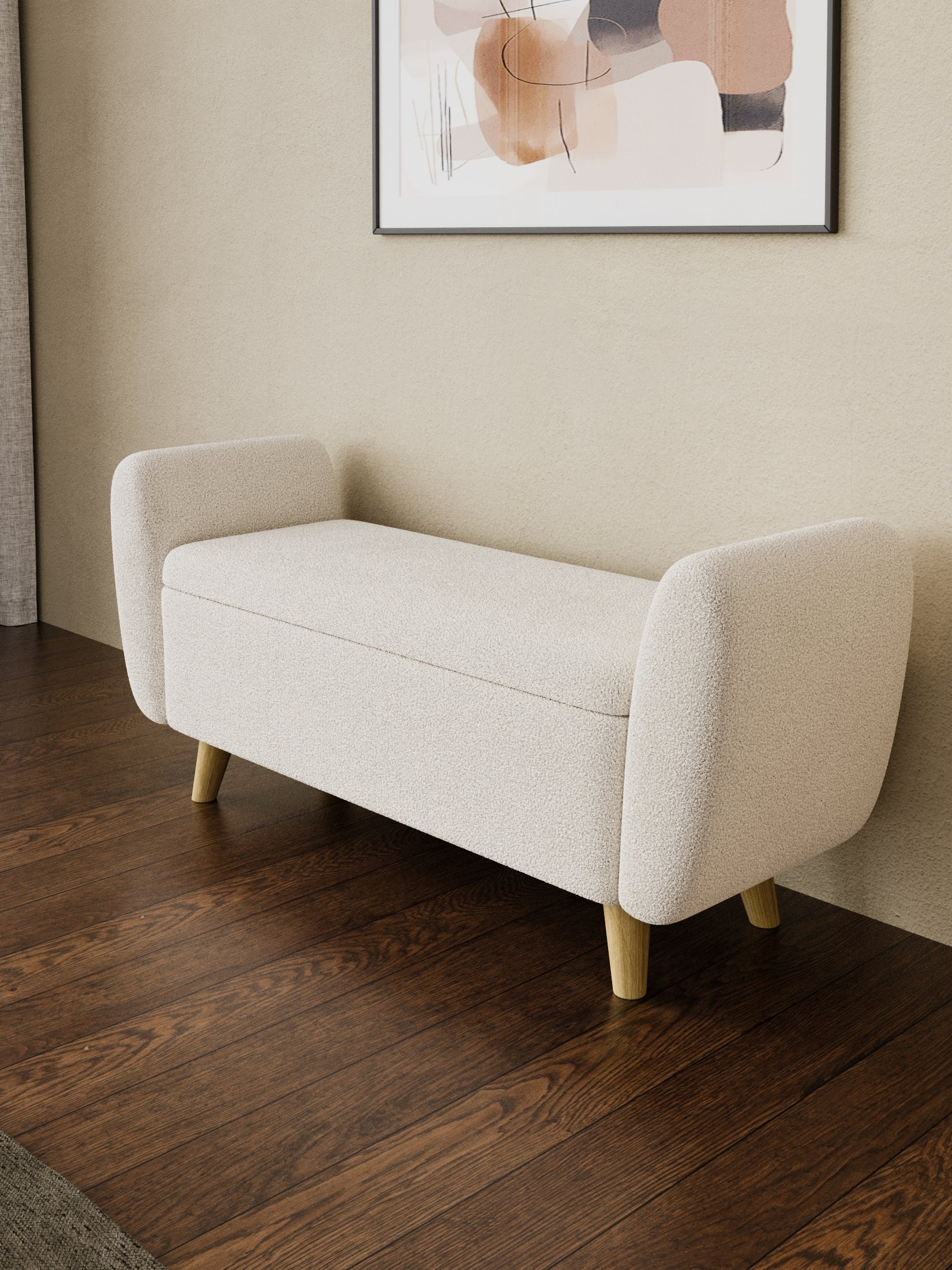 Charlotte Boucle Cushioned Storage Ottoman - Image 2