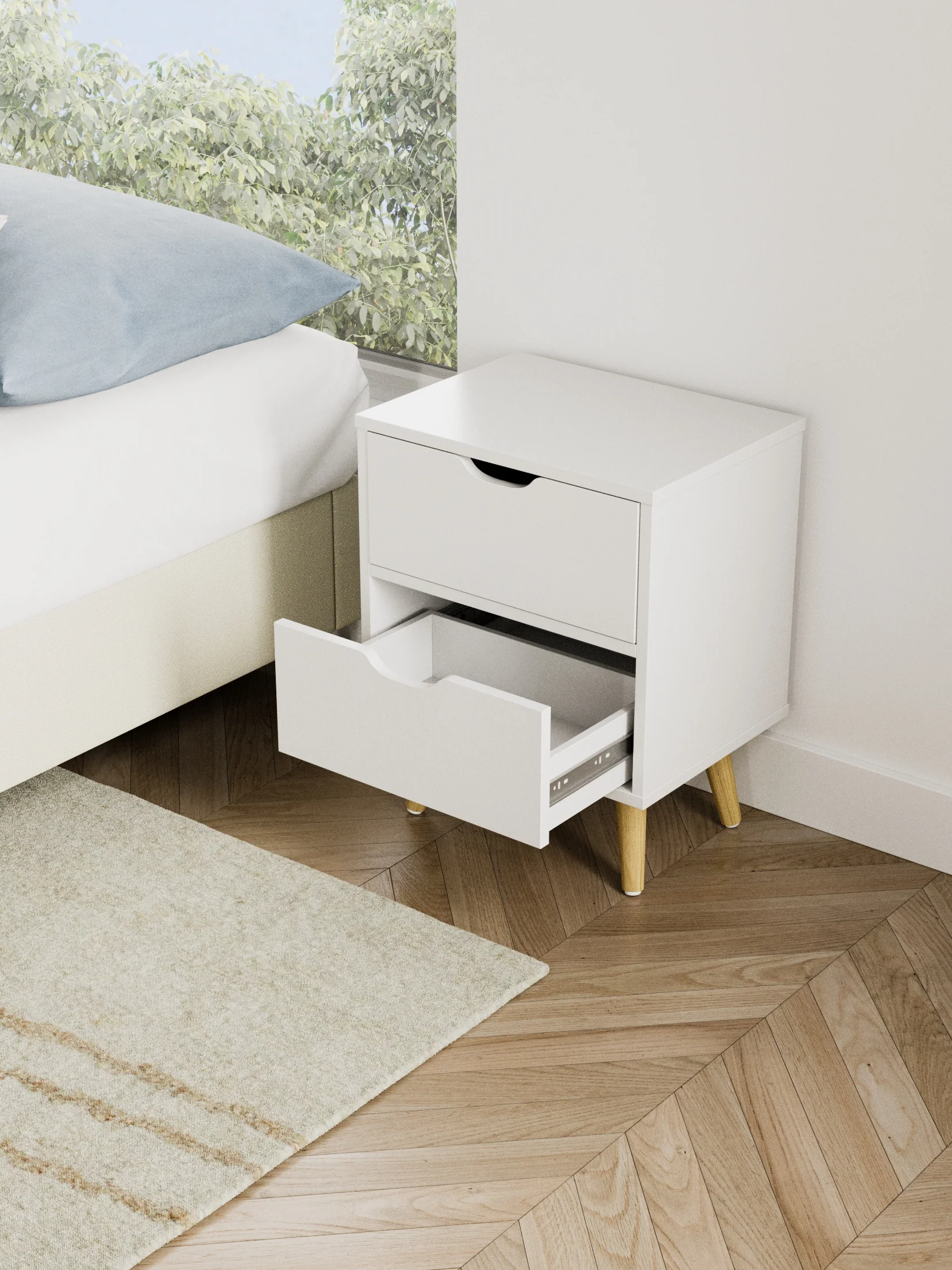 Chelsea White Wooden Bedside Table - Image 2