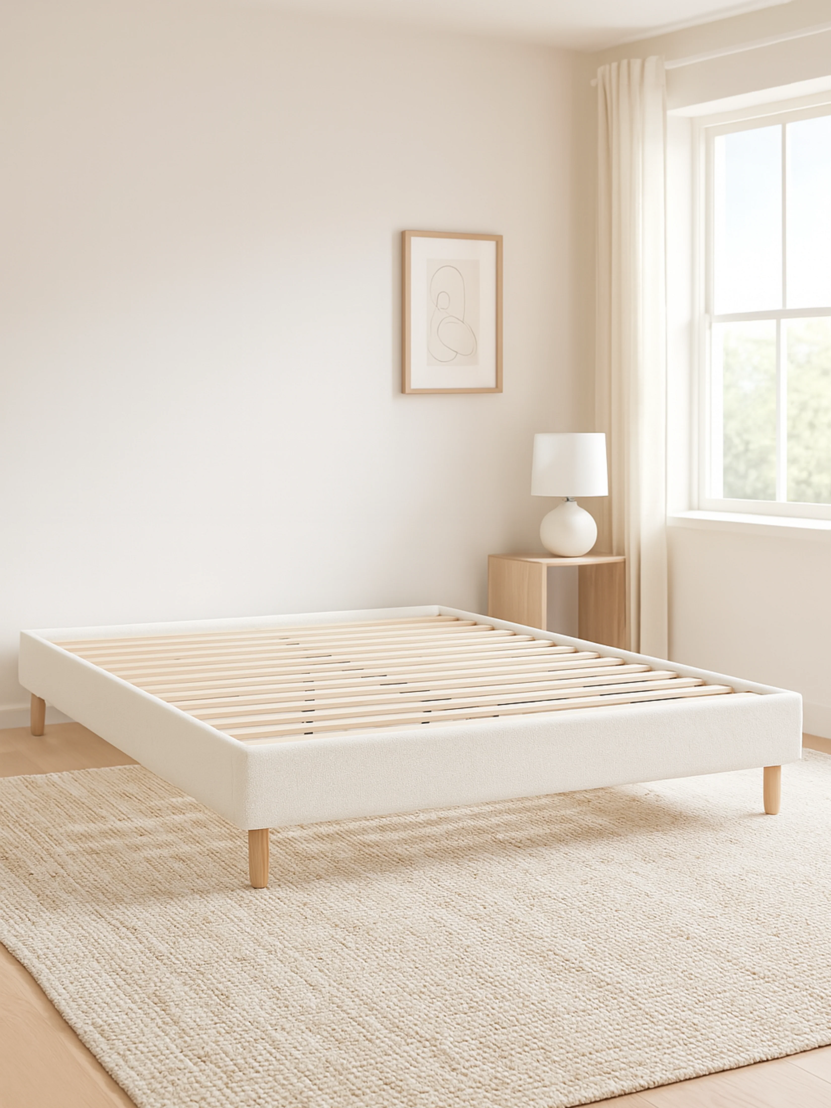 Emma Classic White Boucle Bed Base - Image 2