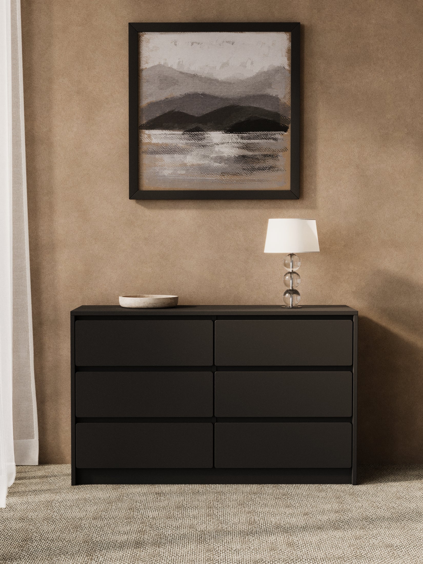 Georgie Black 6-Drawer Dresser
