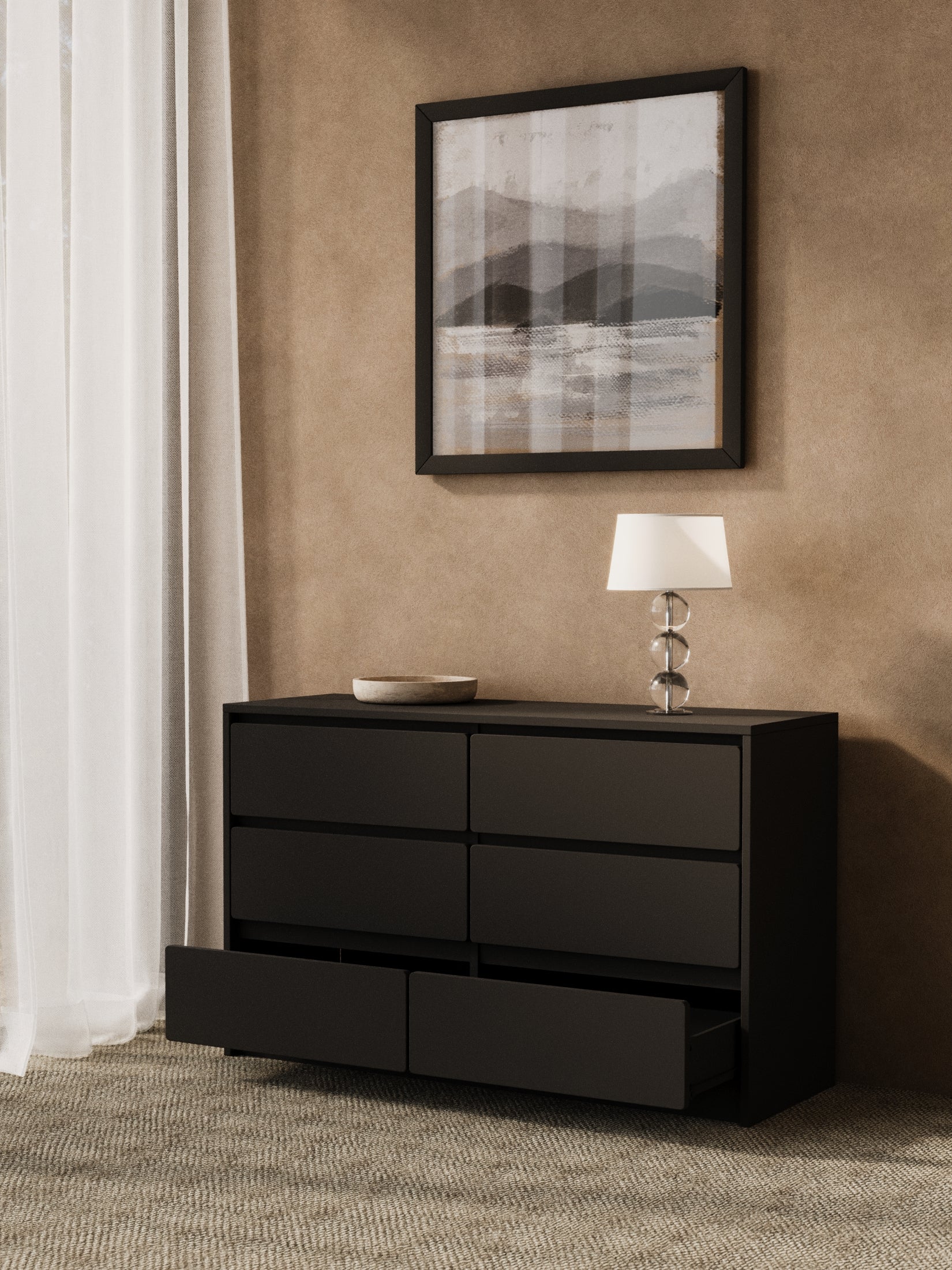Georgie Black 6-Drawer Dresser - Image 2