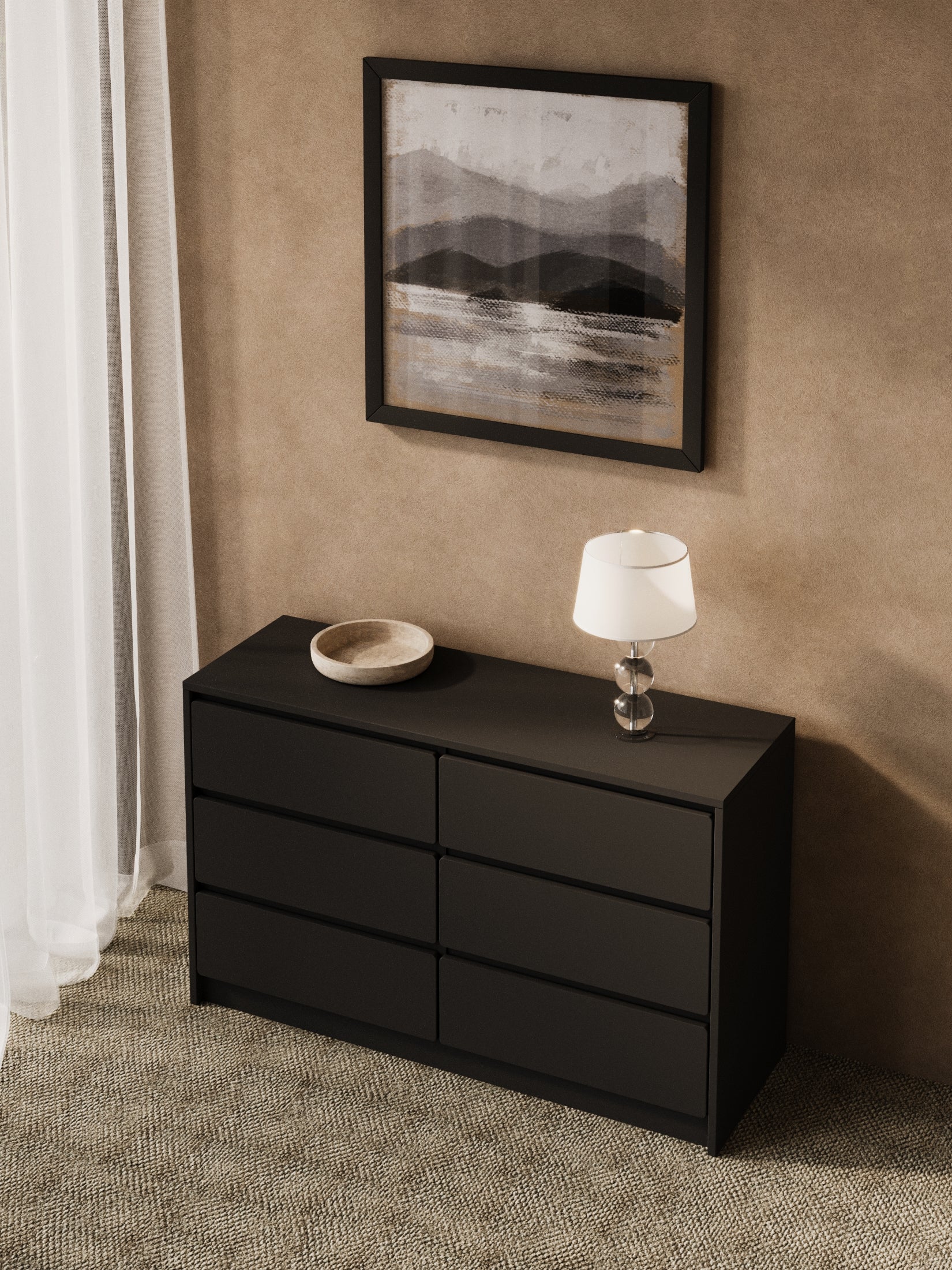 Georgie Black 6-Drawer Dresser - Image 3