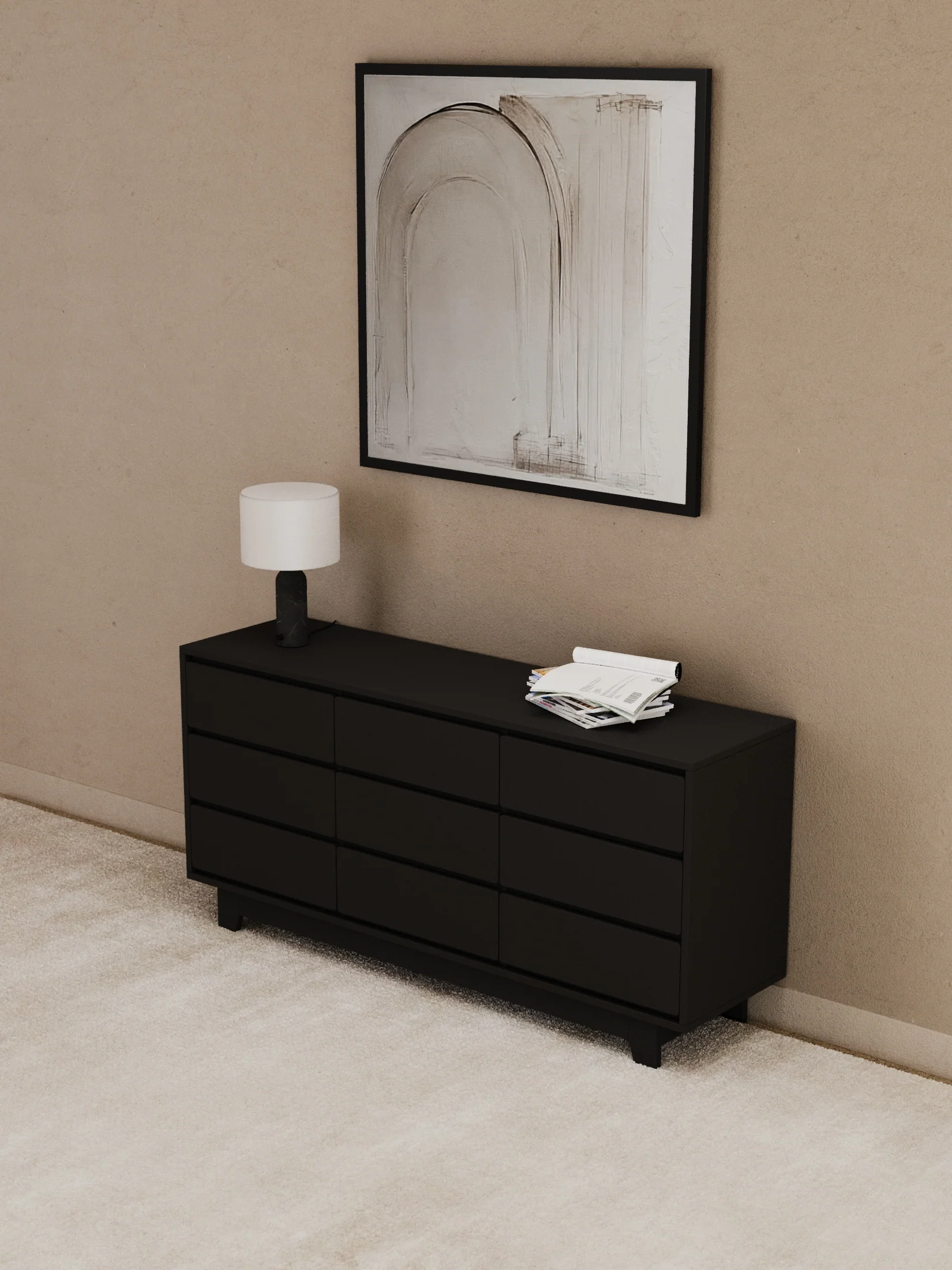 Georgie Black Lowboy 9-Drawer Dresser - Image 2