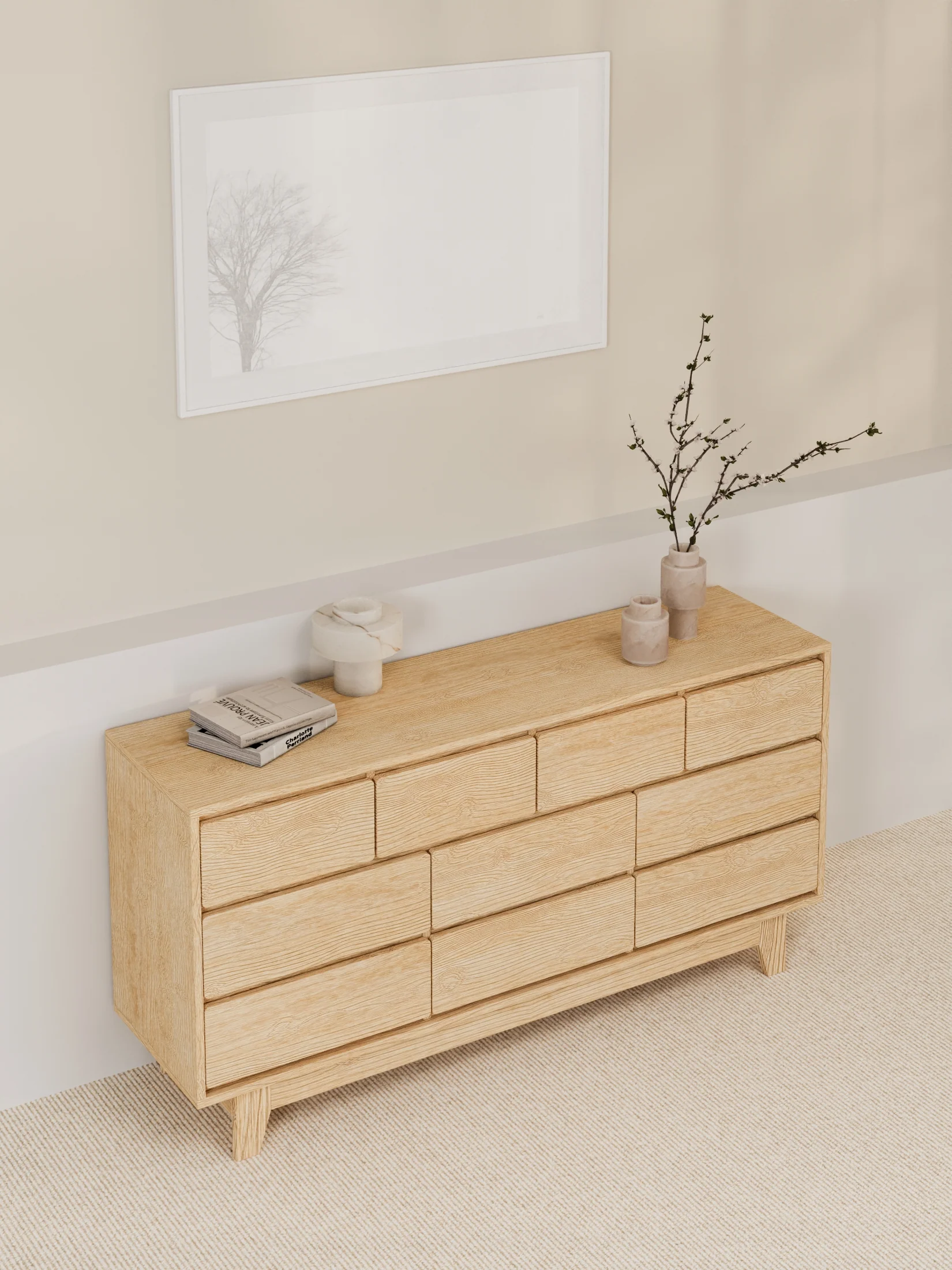 Georgie Natural Oak Lowboy 10-Drawer Dresser - Image 3
