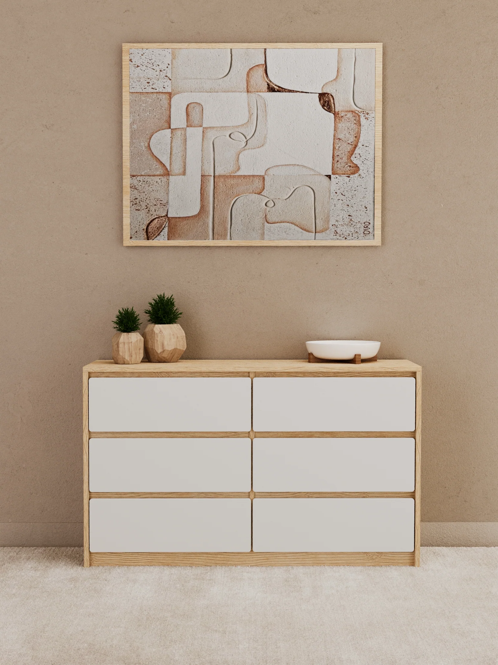 Georgie Natural & White 6-Drawer Dresser