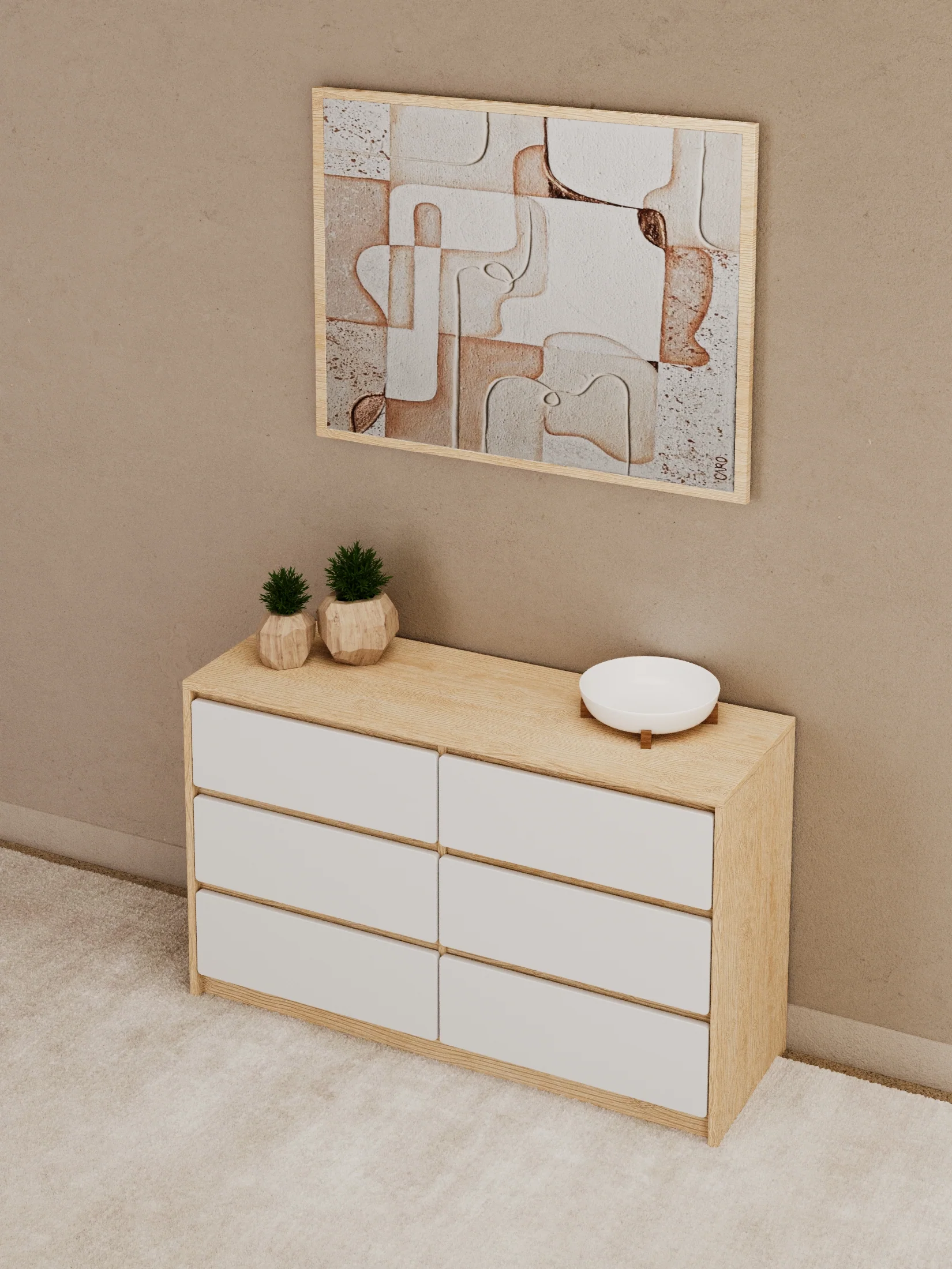 Georgie Natural & White 6-Drawer Dresser - Image 3