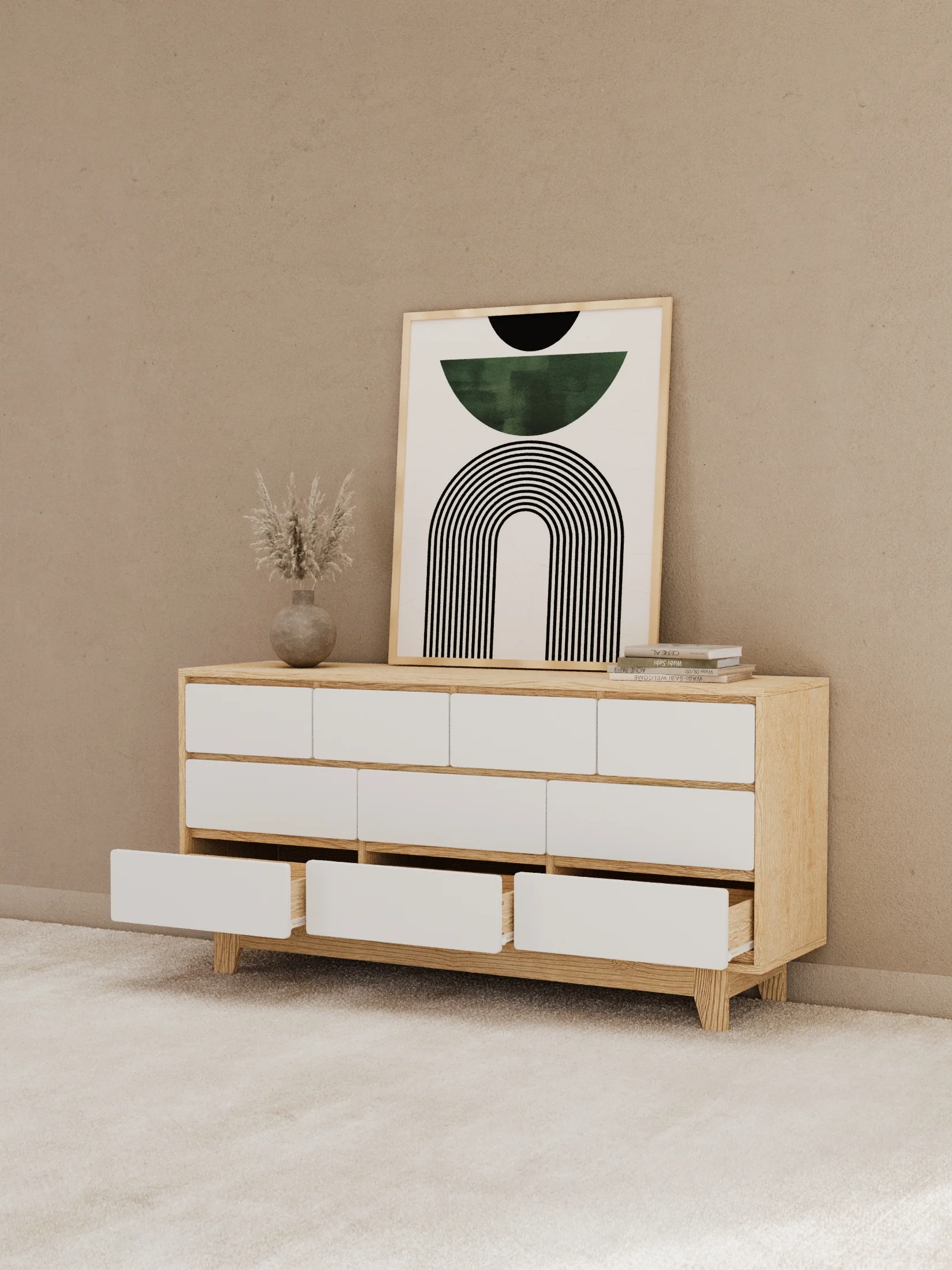 Georgie Natural & White Lowboy 10-Drawer Dresser - Image 2