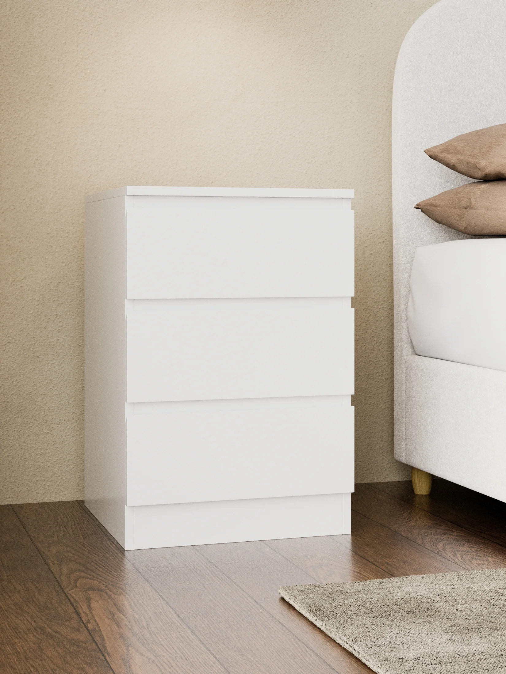 Grace White Modern Bedside Table