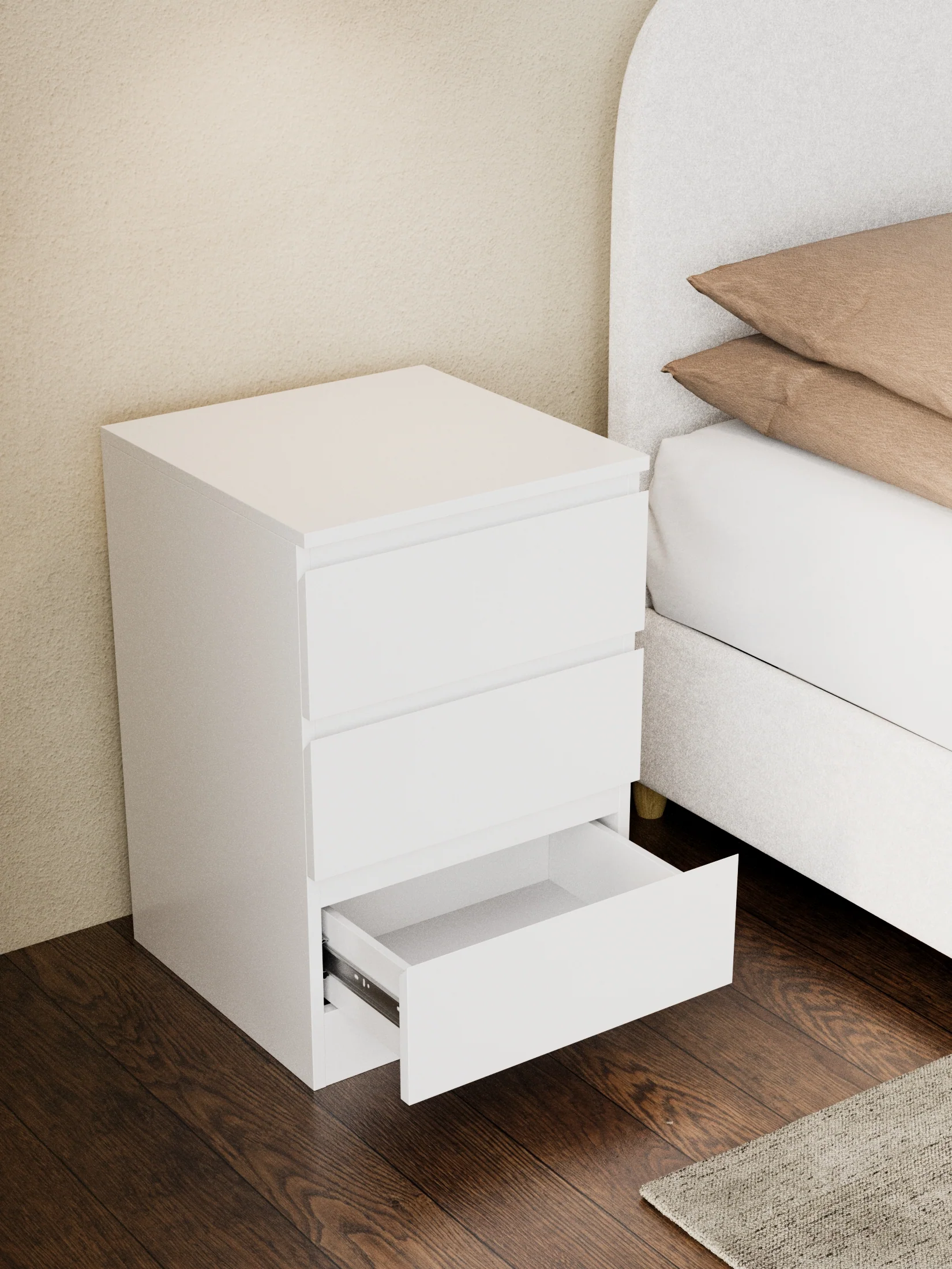 Grace White Modern Bedside Table - Image 2