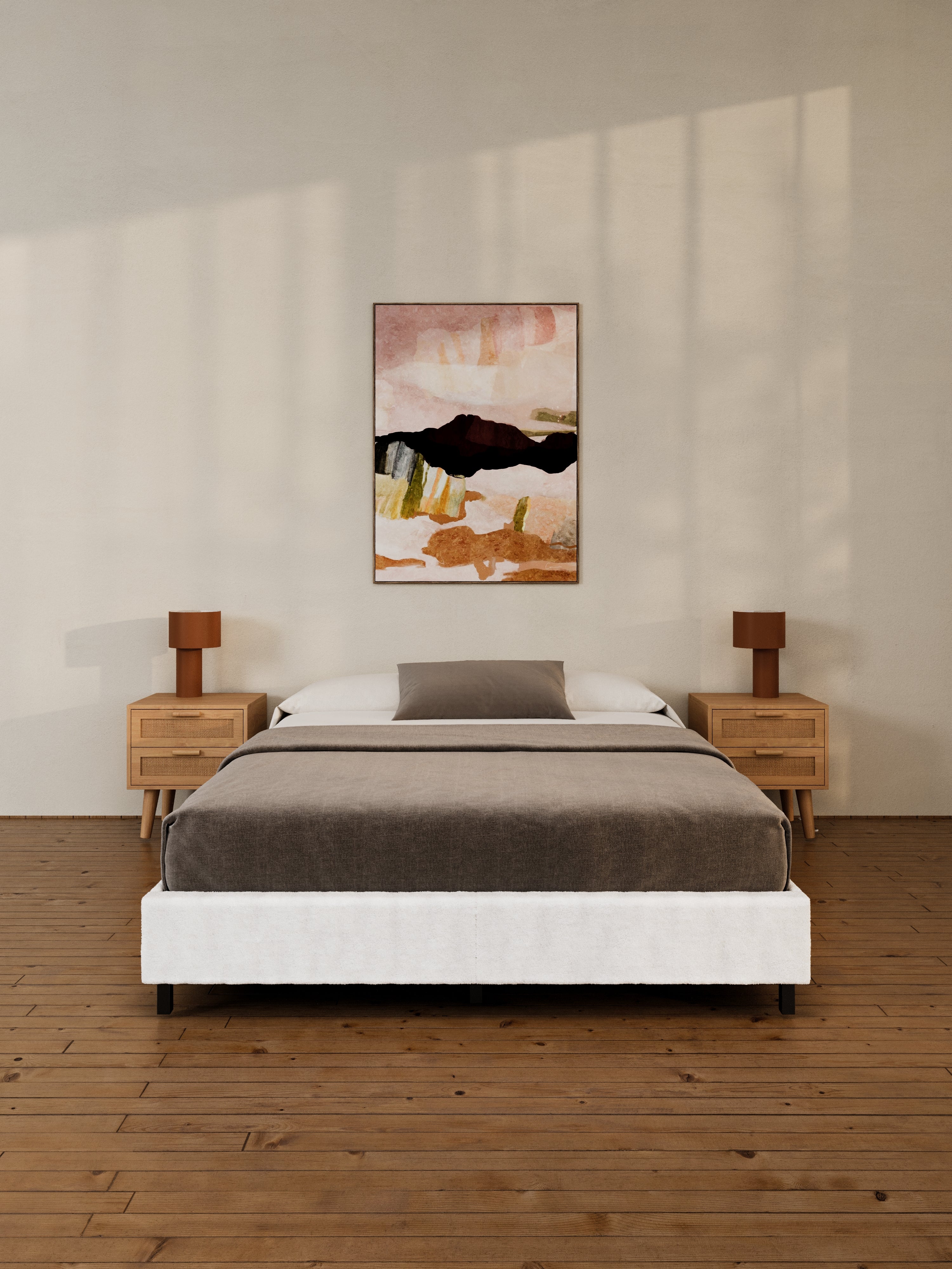 Helena White Boucle Fabric Bed Base - Image 2
