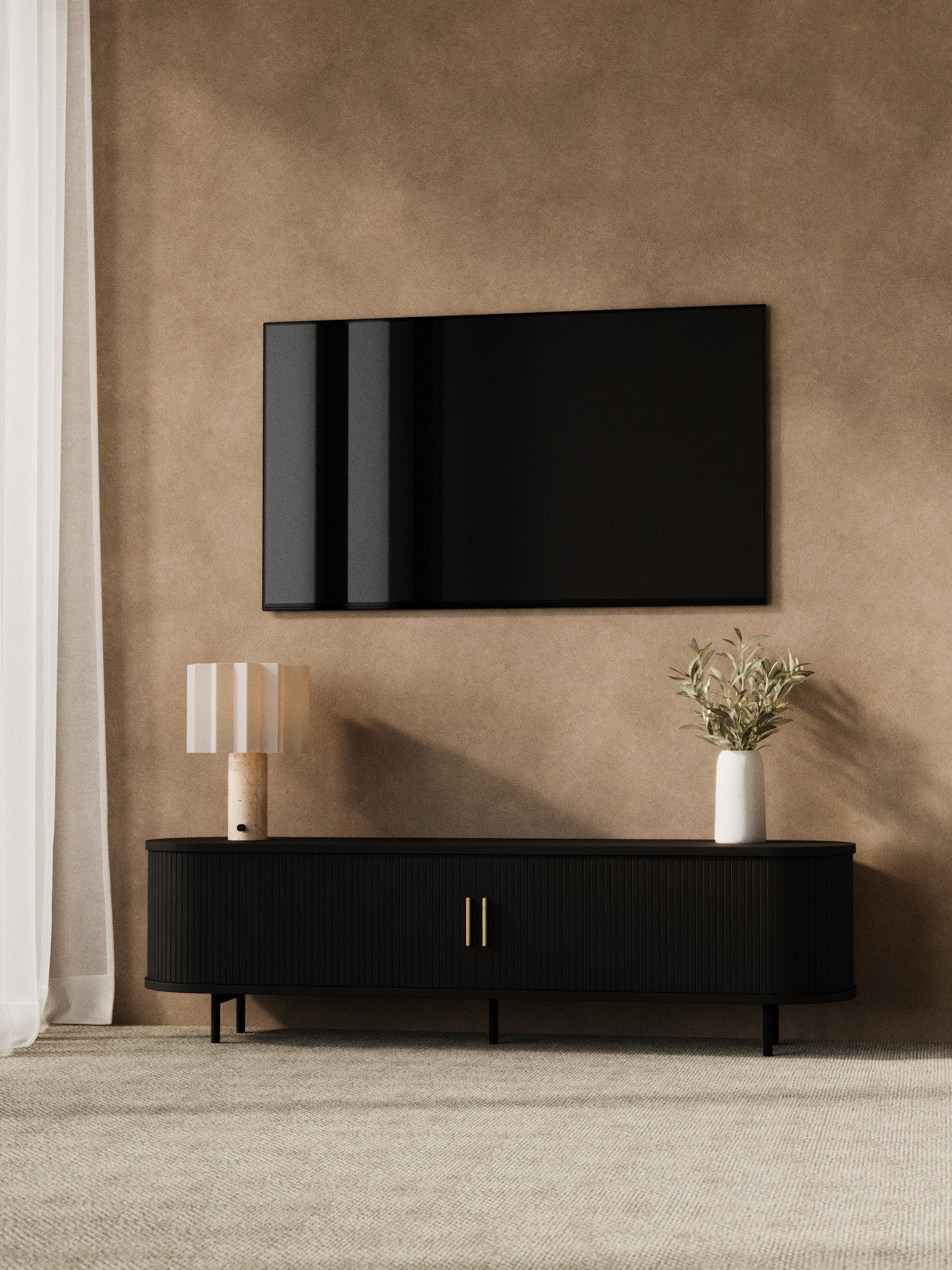 Hendrix Black Curved Entertainment Unit 160cm - Image 2