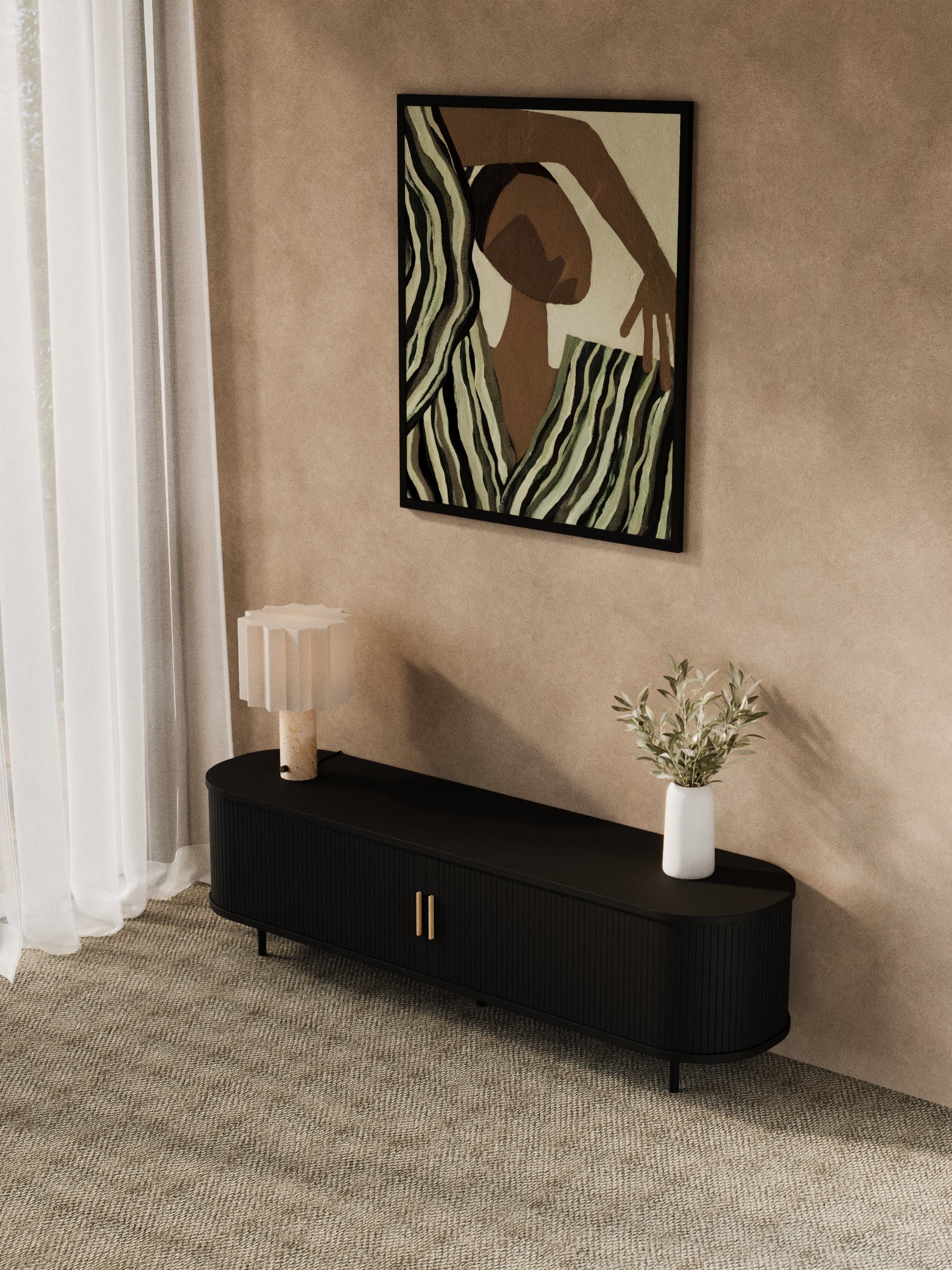 Hendrix Black Curved Entertainment Unit 160cm - Image 3