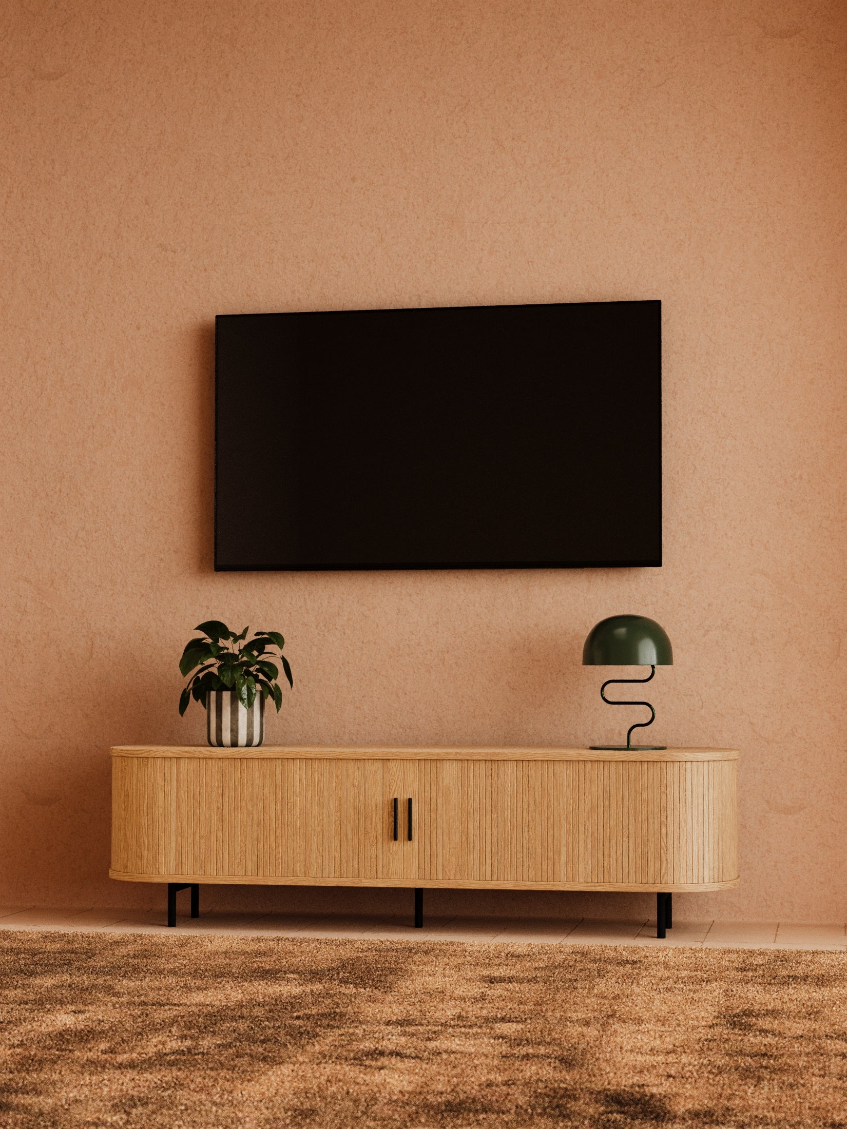 Hendrix Natural Curved Entertainment Unit 160cm - Image 2
