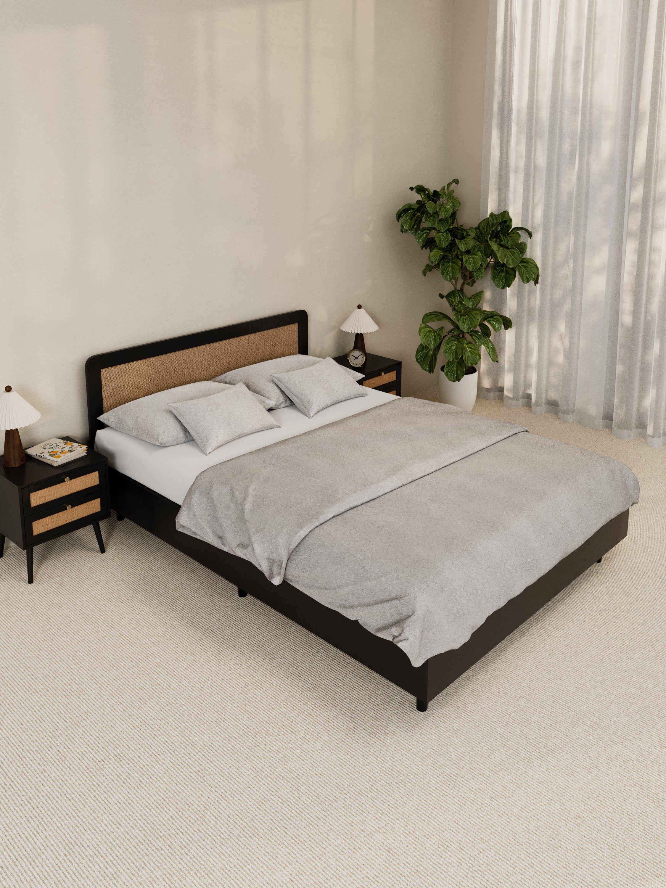 Jodie Black Rattan Bed Frame - Image 2