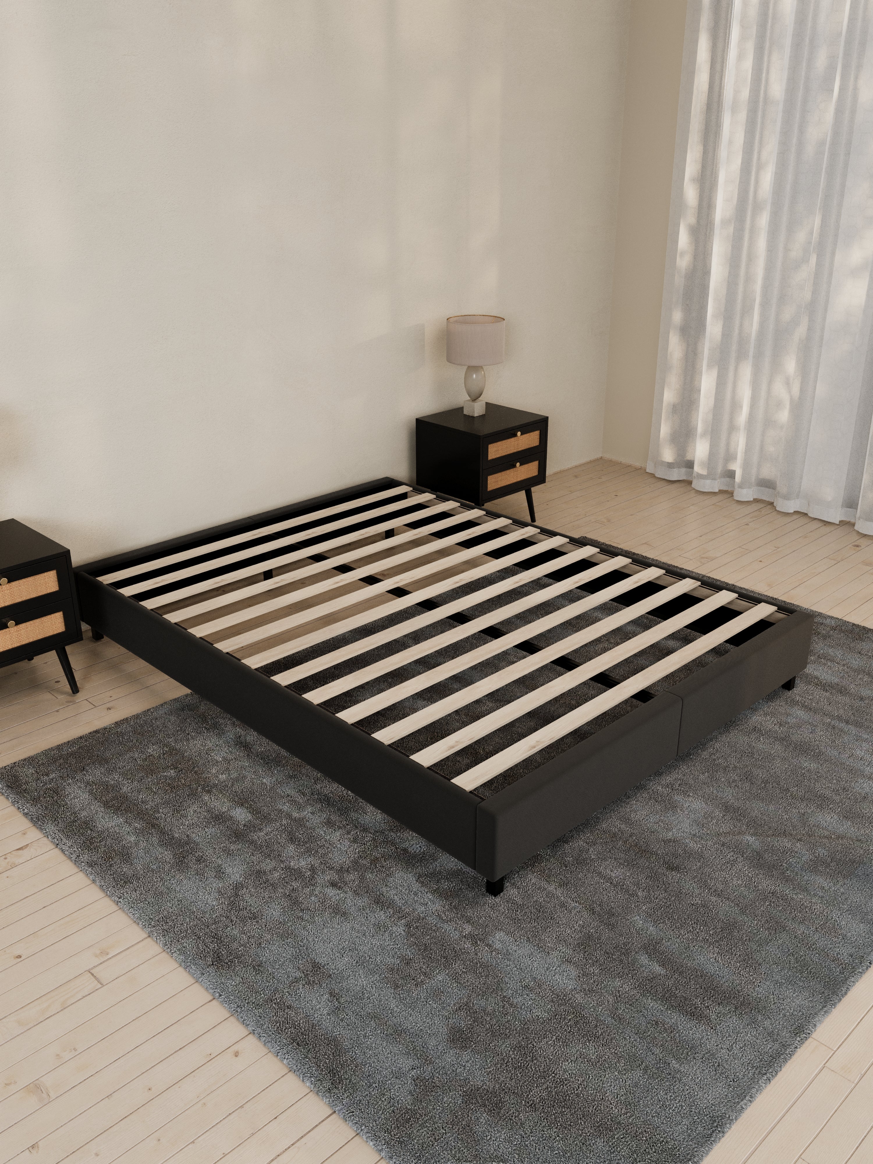 Lewis Charcoal Fabric Bed Base - Image 2