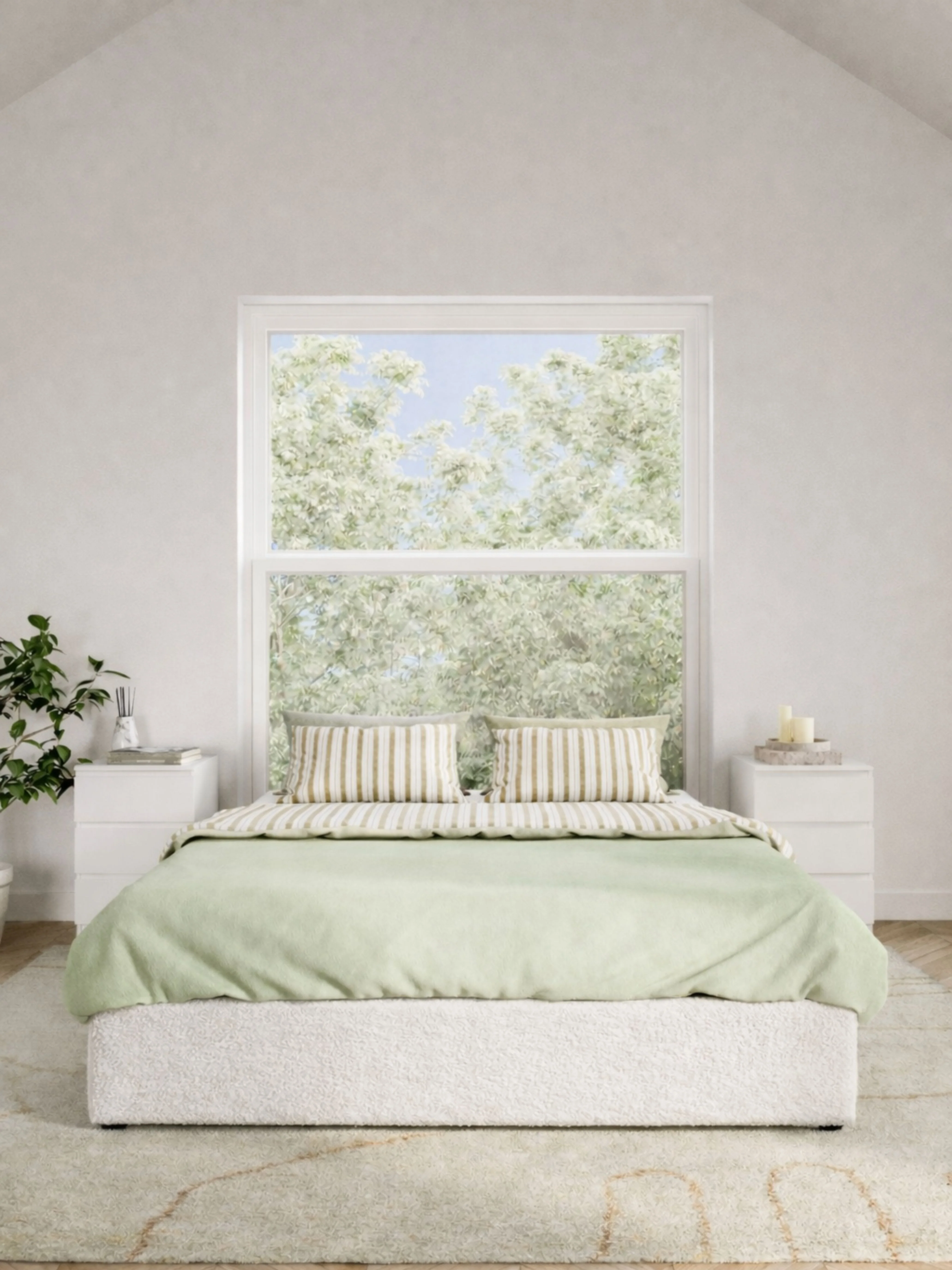 Lola White Boucle Gas Lift Bed Base