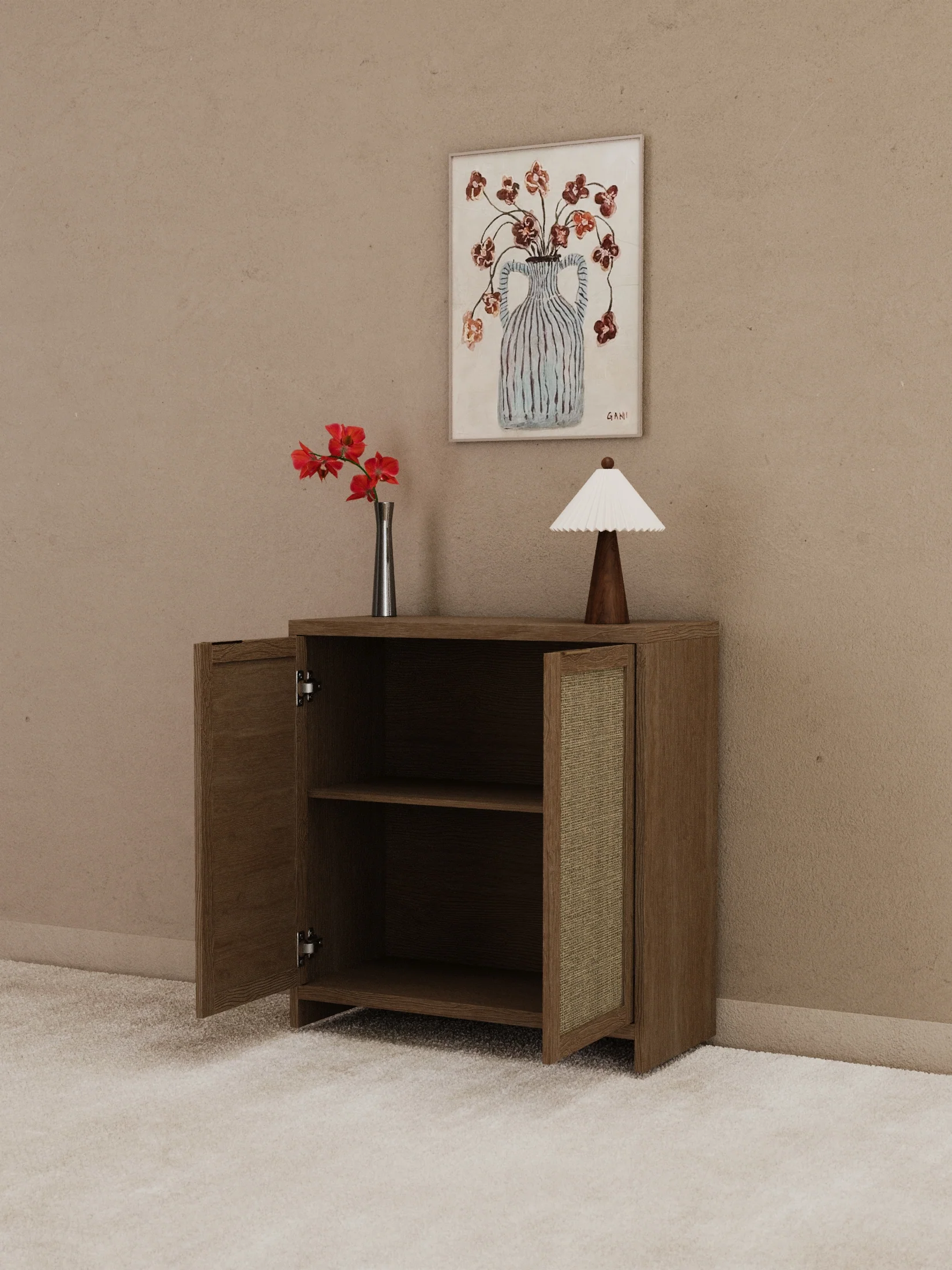 Stevie Wooden Rattan Sideboard Cabinet - Image 2