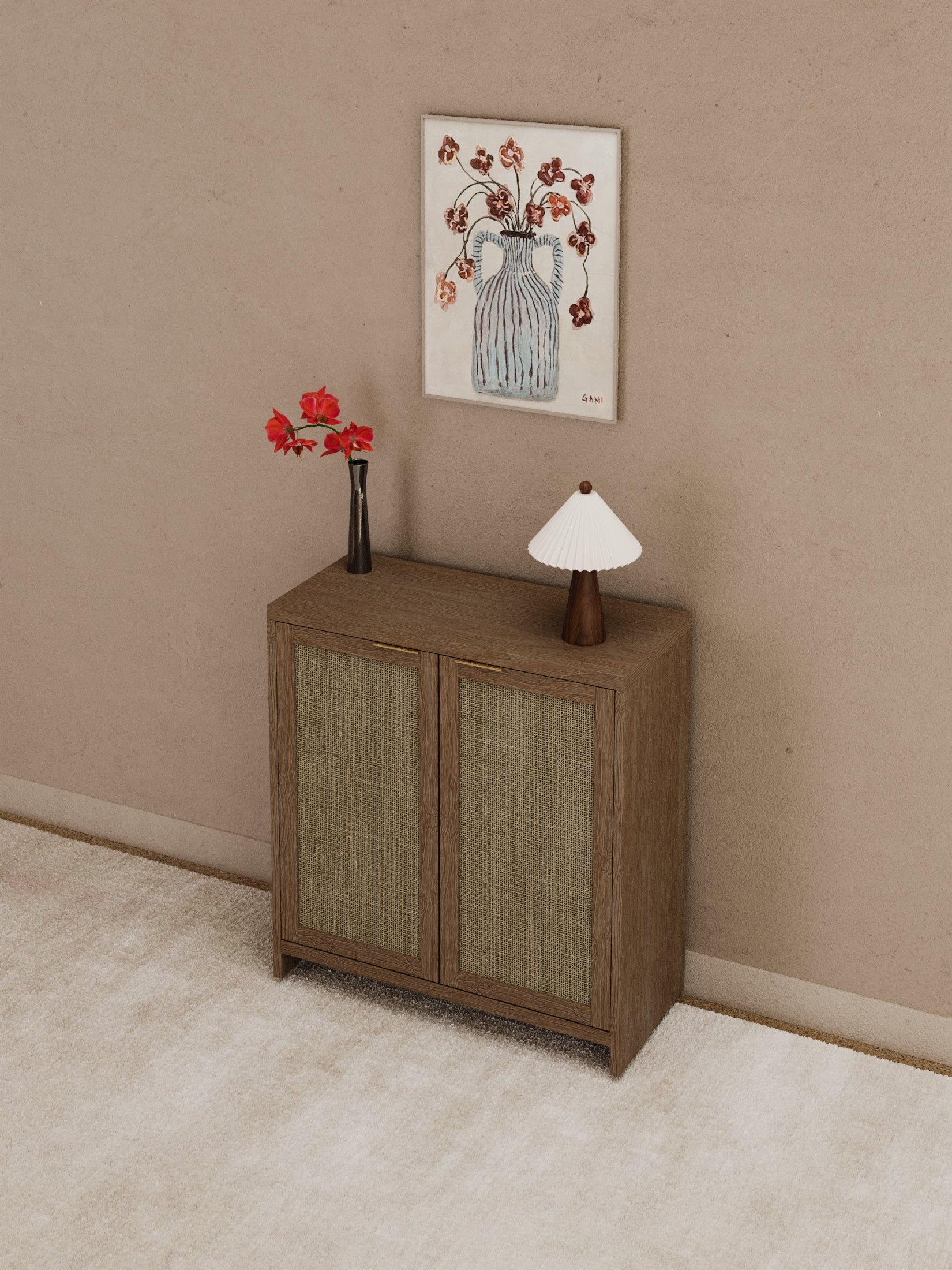 Stevie Wooden Rattan Sideboard Cabinet - Image 3