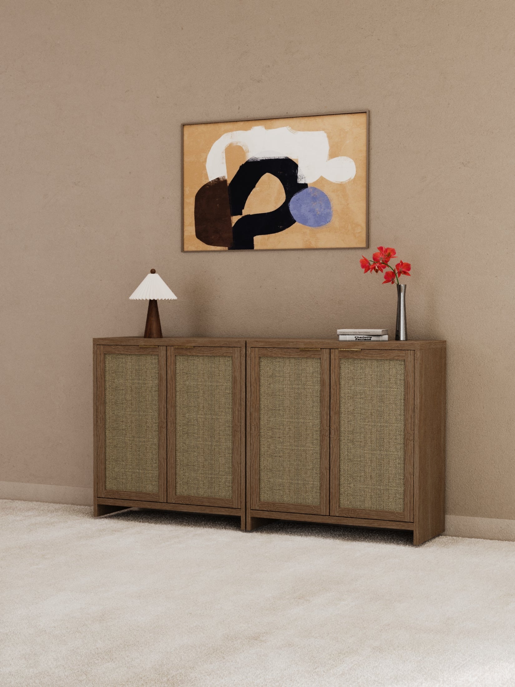 Stevie Wooden Rattan Sideboard Cabinet - Image 4
